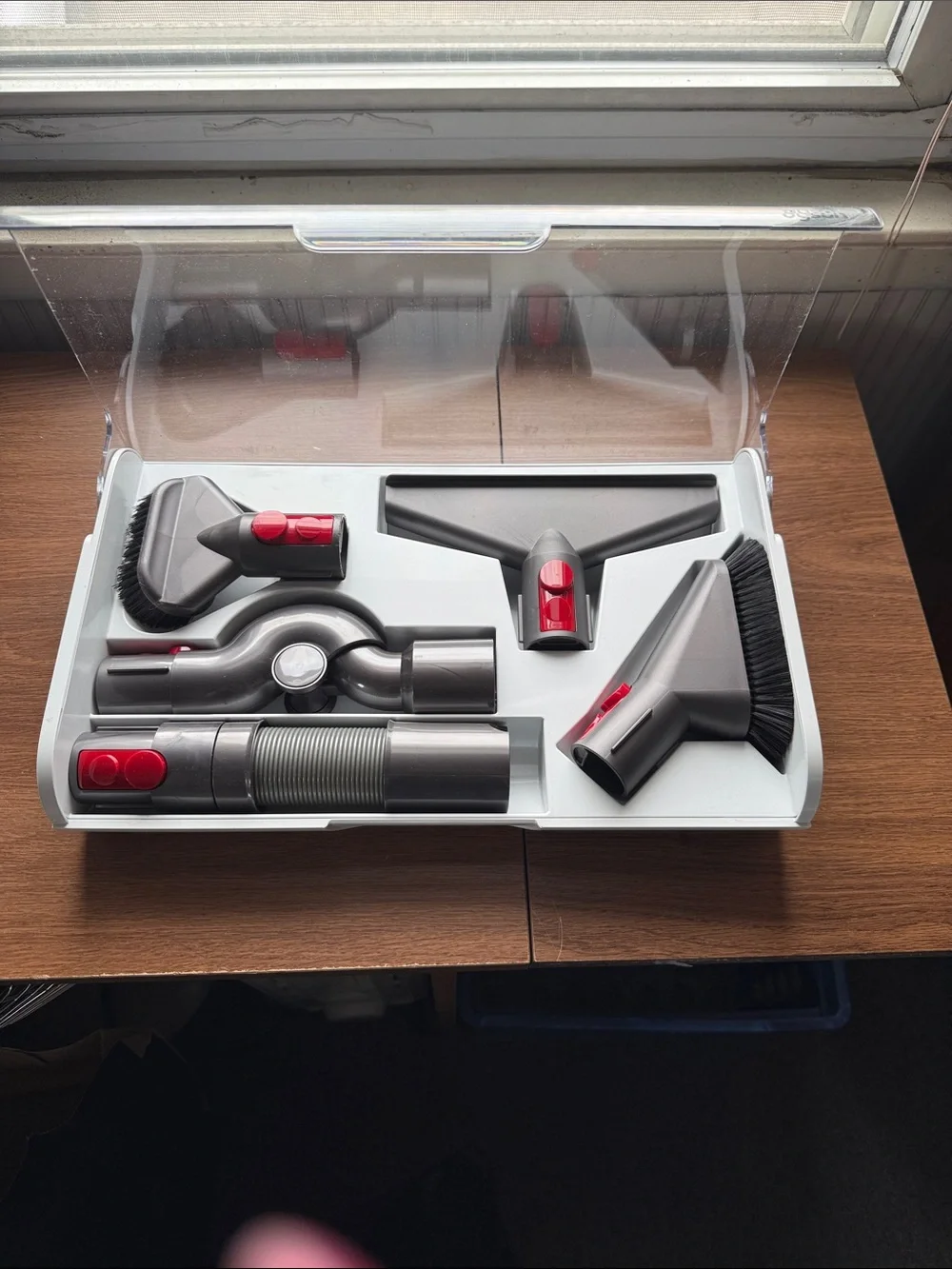 Dyson Gray and Red Accessory Tool Set with Storage Tray